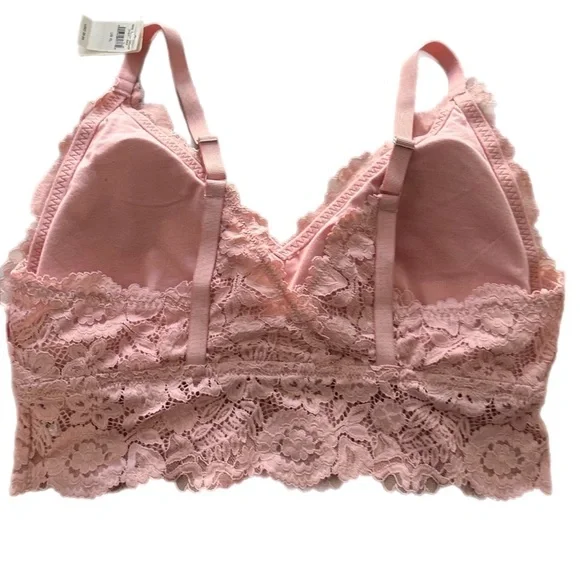 New Aerie Dusty Rose Wireless Lace Bra Bralette Removable Pads size XL - Picture 2 of 4